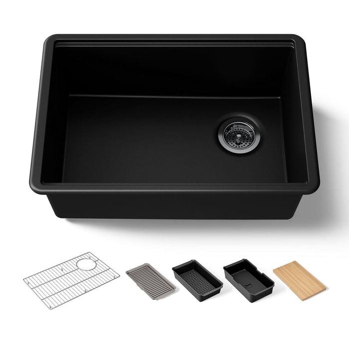 KOHLER K-33713-PC Billings 27" undermount single-bowl workstation kitchen sink, matte black - view 4