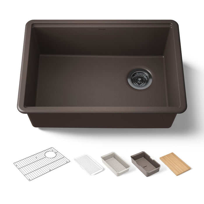 KOHLER K-33713-PC Billings 27" undermount single-bowl workstation kitchen sink, matte brown - view 3
