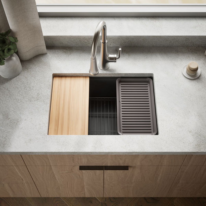 KOHLER K-33713-PC Billings 27" undermount single-bowl workstation kitchen sink