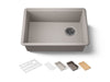 KOHLER K-33713-PC Billings 27" undermount single-bowl workstation kitchen sink, matte taupe