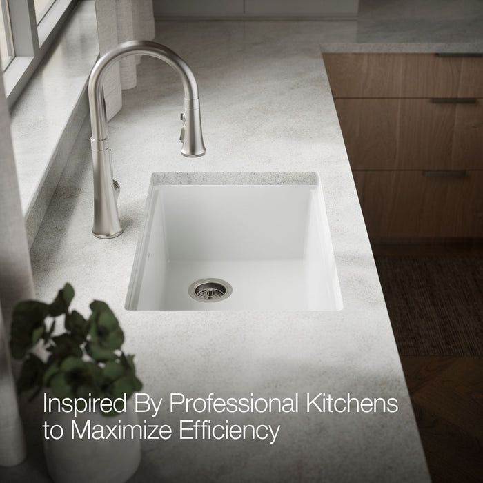 KOHLER K-33713-PC Billings 27" undermount single-bowl workstation kitchen sink, matte white - view 4