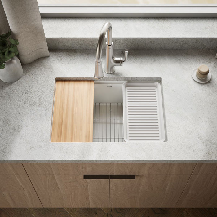 KOHLER K-33713-PC Billings 27" undermount single-bowl workstation kitchen sink