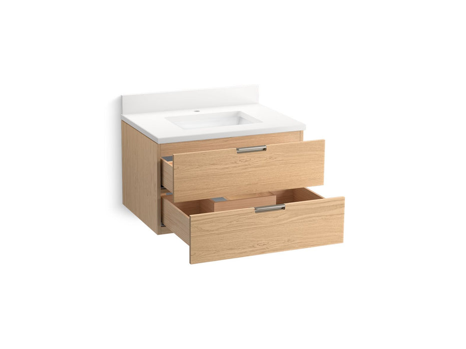 KOHLER K-34654 Maxstow 30" wall-hung bathroom vanity cabinet with sink and quartz top