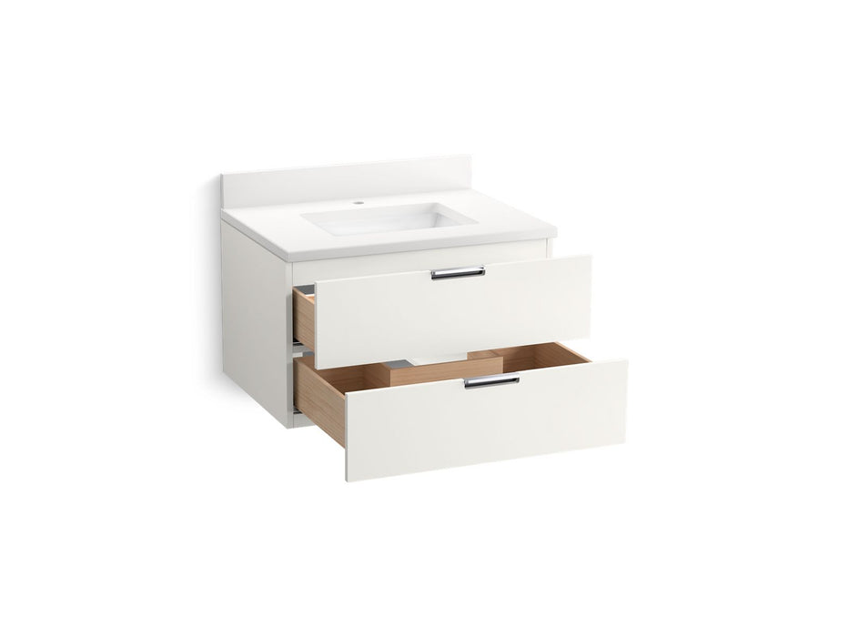KOHLER K-34654 Maxstow 30" wall-hung bathroom vanity cabinet with sink and quartz top