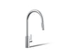 KOHLER K-34906 Elate Pull-down Kitchen Sink Faucet with Two-function Sprayhead, Polished Chrome - 3/4 view of product