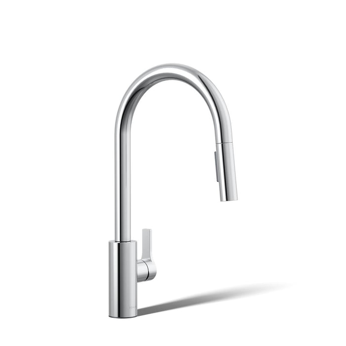 KOHLER K-34906 Elate Pull-down Kitchen Sink Faucet with Two-function Sprayhead, Polished Chrome - 3/4 view of product