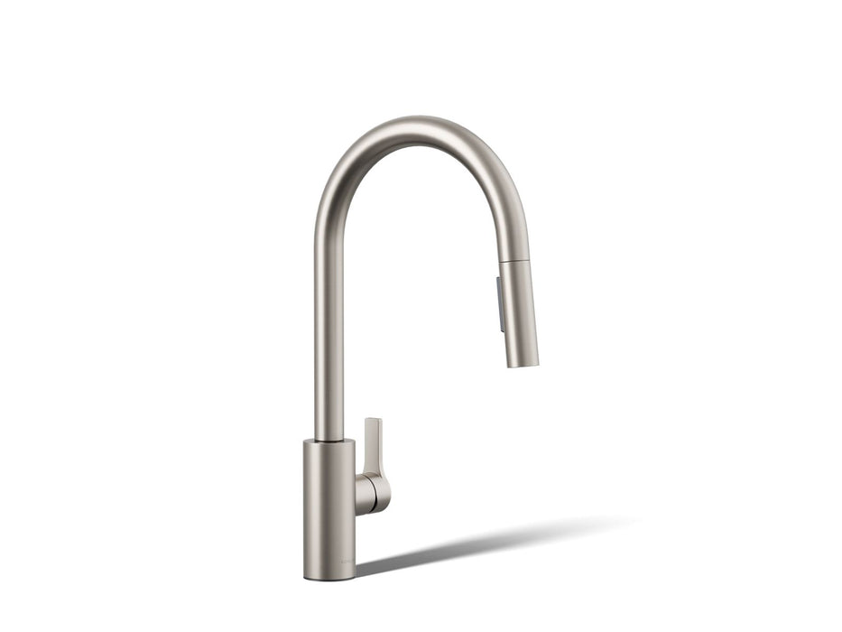 KOHLER K-34906 Elate Pull-down Kitchen Sink Faucet with Two-function Sprayhead, Vibrant Stainless - 3/4 view of product