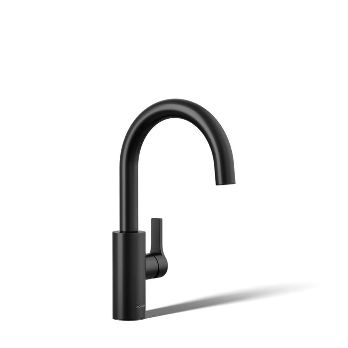 KOHLER K-34908 Elate Single-handle Bar Sink Faucet, Matte Black - 3/4 view of product