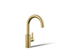 KOHLER K-34908 Elate Single-handle Bar Sink Faucet, Vibrant Brushed Moderne Brass - 3/4 view of product