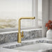 KOHLER K-34909 Elate Pull-out Kitchen Sink Faucet with Two-function Sprayhead, Vibrant Brushed Moderne Brass - Shows close up