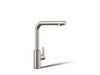 KOHLER K-34909 Elate Pull-out Kitchen Sink Faucet with Two-function Sprayhead, Vibrant Stainless - 3/4 view of product