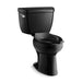 KOHLER K-3493-T Highline Two-piece elongated toilet, 1.6 gpf, black black