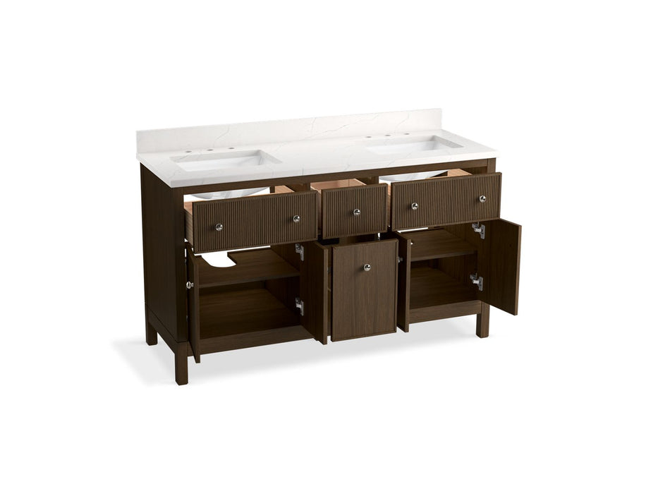 KOHLER K-35022 Malin by Studio McGee 60" bathroom vanity cabinet with sinks and quartz top