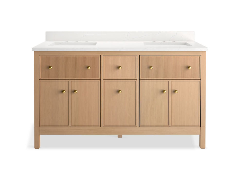 KOHLER K-35022 Malin by Studio McGee 60" bathroom vanity cabinet with sinks and quartz top