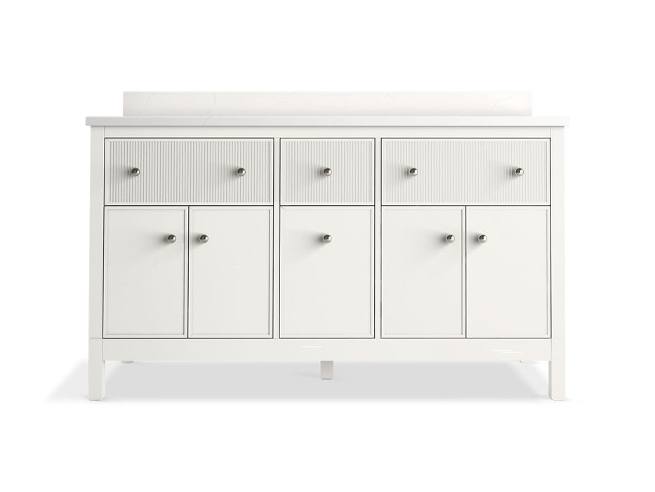 KOHLER K-35022 Malin by Studio McGee 60" bathroom vanity cabinet with sinks and quartz top