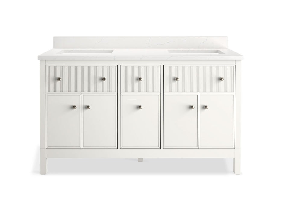 KOHLER K-35022 Malin by Studio McGee 60" bathroom vanity cabinet with sinks and quartz top