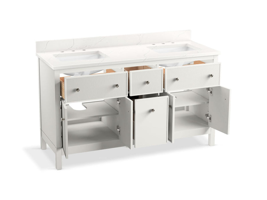 KOHLER K-35022 Malin by Studio McGee 60" bathroom vanity cabinet with sinks and quartz top