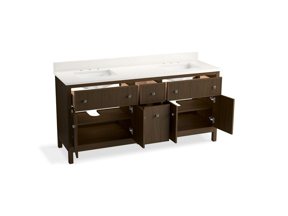 KOHLER K-35023 Malin by Studio McGee 72" bathroom vanity cabinet with sinks and quartz top