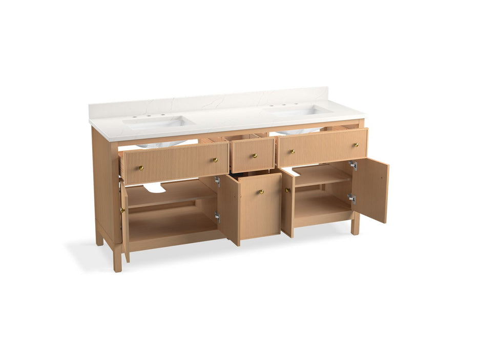 KOHLER K-35023 Malin by Studio McGee 72" bathroom vanity cabinet with sinks and quartz top