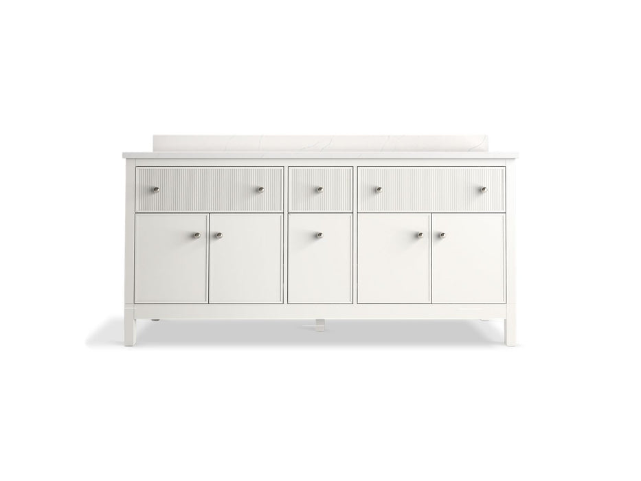 KOHLER K-35023 Malin by Studio McGee 72" bathroom vanity cabinet with sinks and quartz top