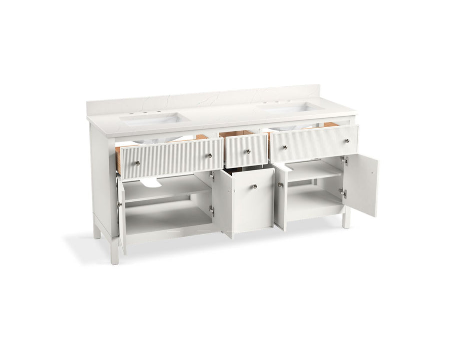 KOHLER K-35023 Malin by Studio McGee 72" bathroom vanity cabinet with sinks and quartz top
