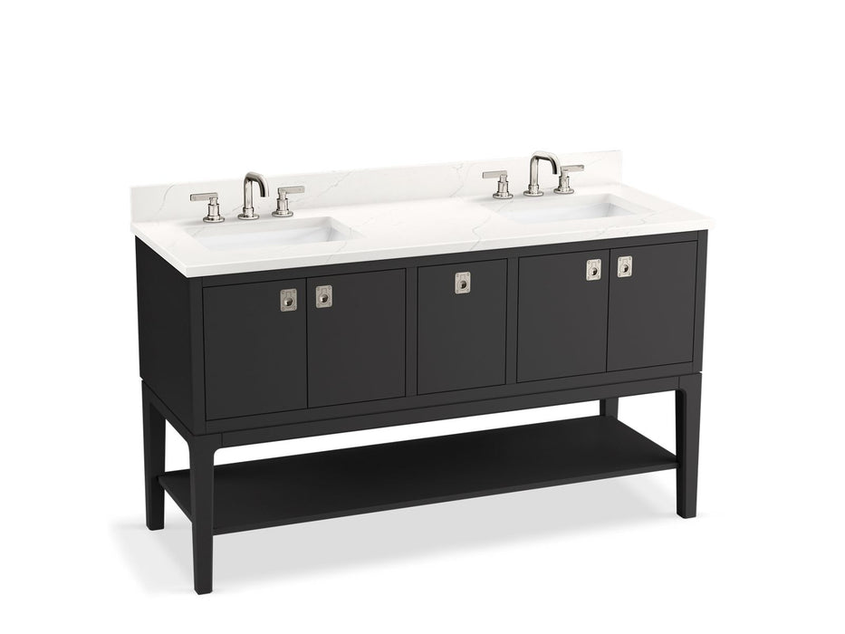 KOHLER K-35028 Seagrove by Studio McGee 60" bathroom vanity cabinet with sinks and quartz top