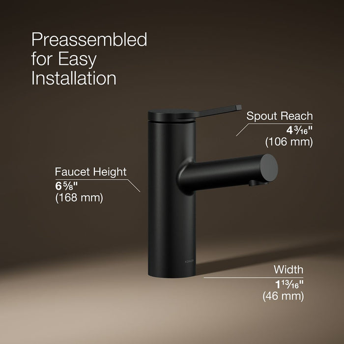 KOHLER K-35048-4 Elate Single-handle bathroom sink faucet, 1.2 gpm, matte black - view 4