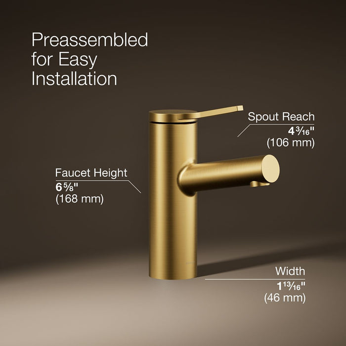 KOHLER K-35048-4 Elate Single-handle bathroom sink faucet, 1.2 gpm, vibrant brushed moderne brass - view 3