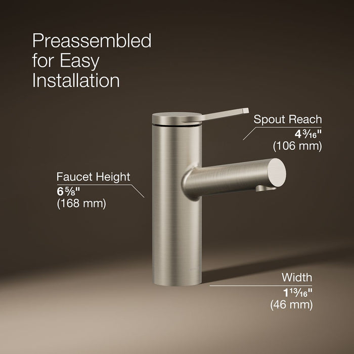 KOHLER K-35048-4 Elate Single-handle bathroom sink faucet, 1.2 gpm, vibrant brushed nickel - view 4