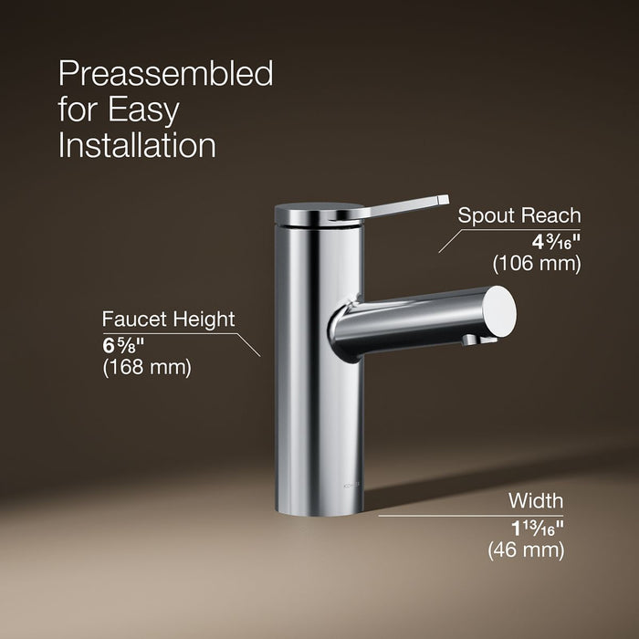 KOHLER K-35048-4N Elate Single-handle bathroom sink faucet, 0.5 gpm, polished chrome - view 4