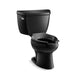 KOHLER K-3505 Wellworth Two-piece elongated toilet, 1.6 gpf - Black Black