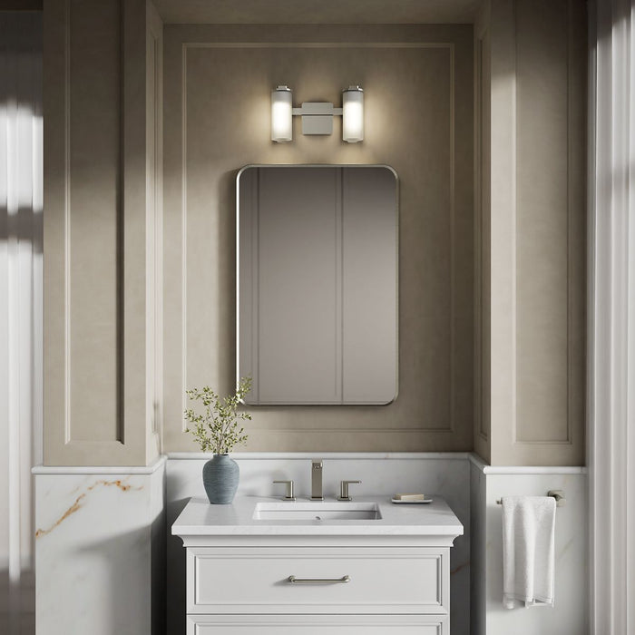 KOHLER K-35114-SC02 Parallel Two-light Sconce, Brushed Nickel - Products in use in close room view
