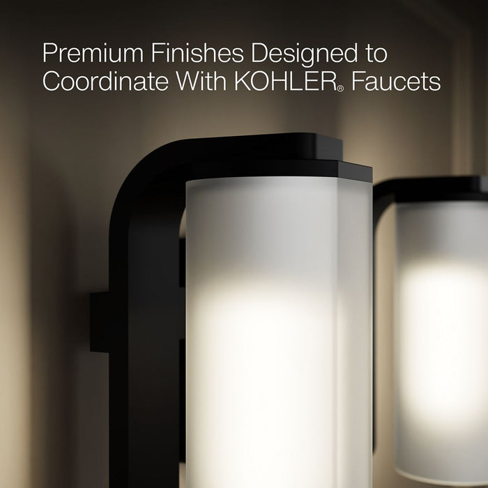 KOHLER K-35114-SC02 Parallel Two-light Sconce, Matte Black - close-up view of product detail