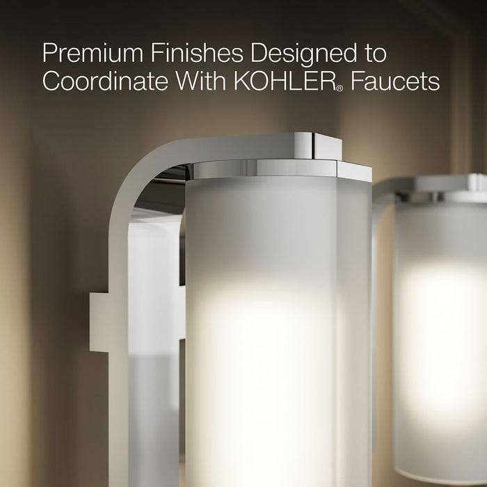 KOHLER K-35114-SC02 Parallel Two-light Sconce, Polished Chrome - close-up view of product detail