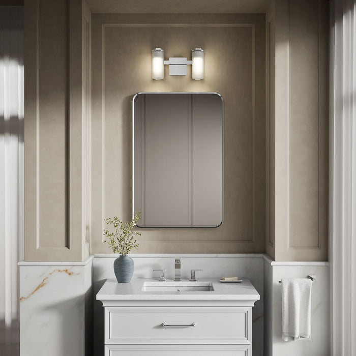 KOHLER K-35114-SC02 Parallel Two-light Sconce, Polished Chrome - Products in use in close room view