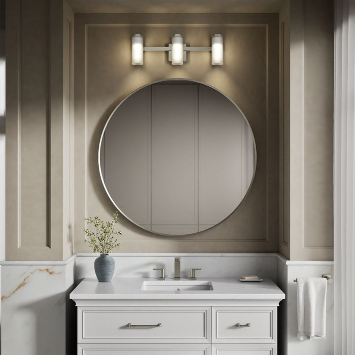 KOHLER K-35115-SC03 Parallel Three-light Sconce, Brushed Nickel - Products in use in close room view