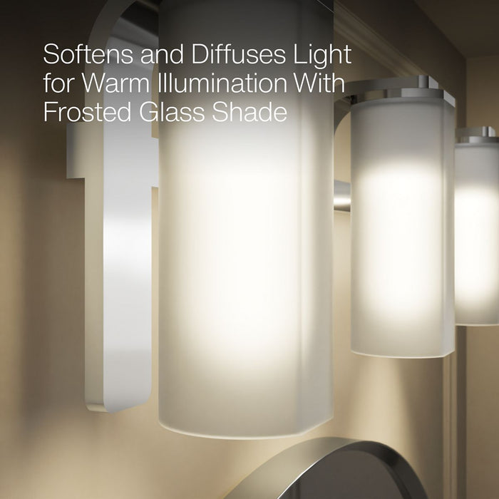 KOHLER K-35115-SC03 Parallel Three-light Sconce, Polished Chrome - Shows close up detail of product in use in room