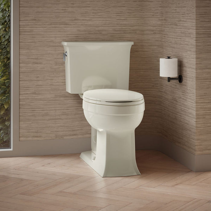 KOHLER K-3551 Archer Two-piece Elongated Toilet, 1.28 GPF, Biscuit - image focused on single product story