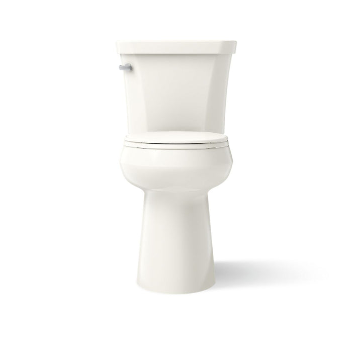 KOHLER K-35716 Highline Tall Two-piece Round-front Toilet, 1.28 GPF, Biscuit - front view of product