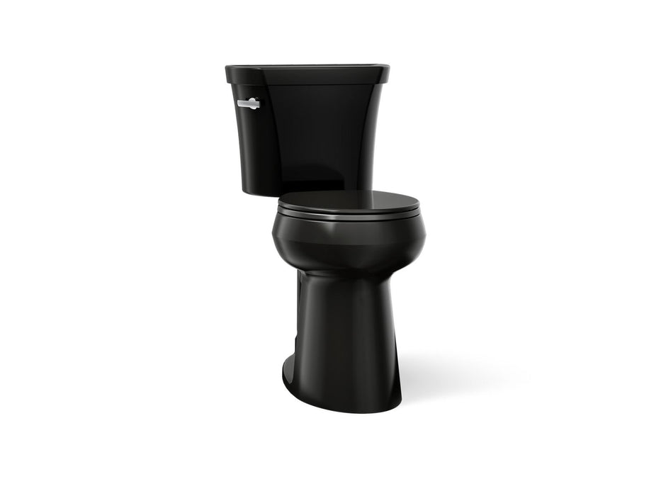 KOHLER K-35716 Highline Tall Two-piece Round-front Toilet, 1.28 GPF, Black Black - 3/4 view of product