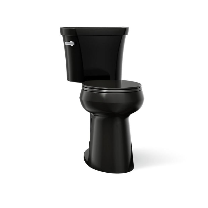 KOHLER K-35716 Highline Tall Two-piece Round-front Toilet, 1.28 GPF, Black Black - 3/4 view of product