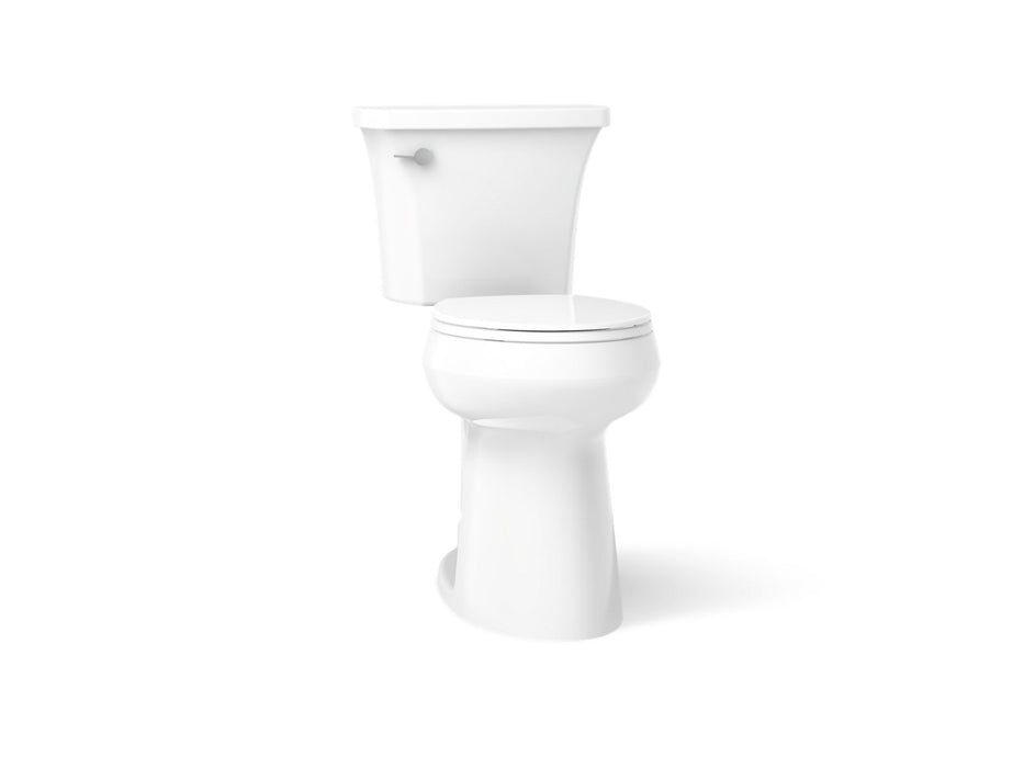 KOHLER K-35716 Highline Tall Two-piece Round-front Toilet, 1.28 GPF, White - 3/4 view of product