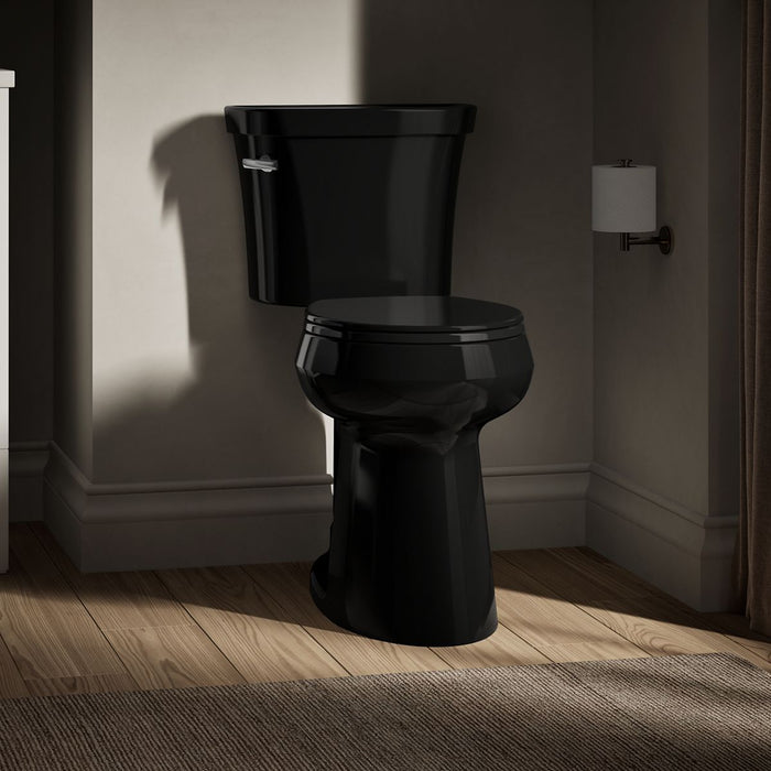 KOHLER K-35717 Highline Tall Two-piece Round-front Toilet, 1.6 GPF, Black Black - image focused on single product story
