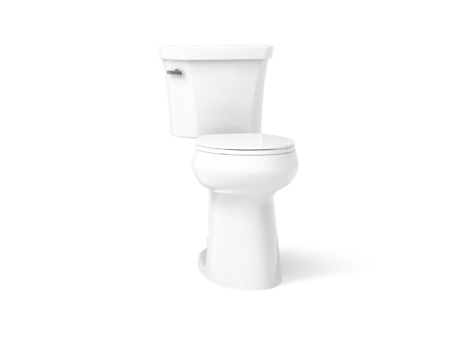 KOHLER K-35717 Highline Tall Two-piece Round-front Toilet, 1.6 GPF, White - 3/4 view of product