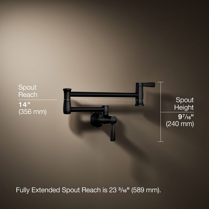 KOHLER K-35744 Wall-mount pot filler, matte black - view 4