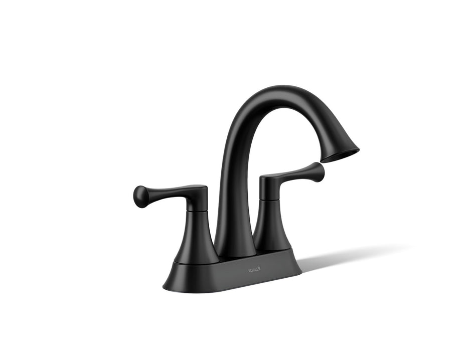 KOHLER K-35951-4 Buckley Centerset bathroom sink faucet, 1.2 gpm, matte black