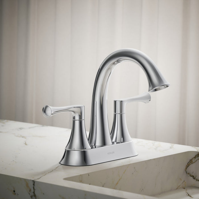 KOHLER K-35951-4 Buckley Centerset bathroom sink faucet, 1.2 gpm, polished chrome - view 4