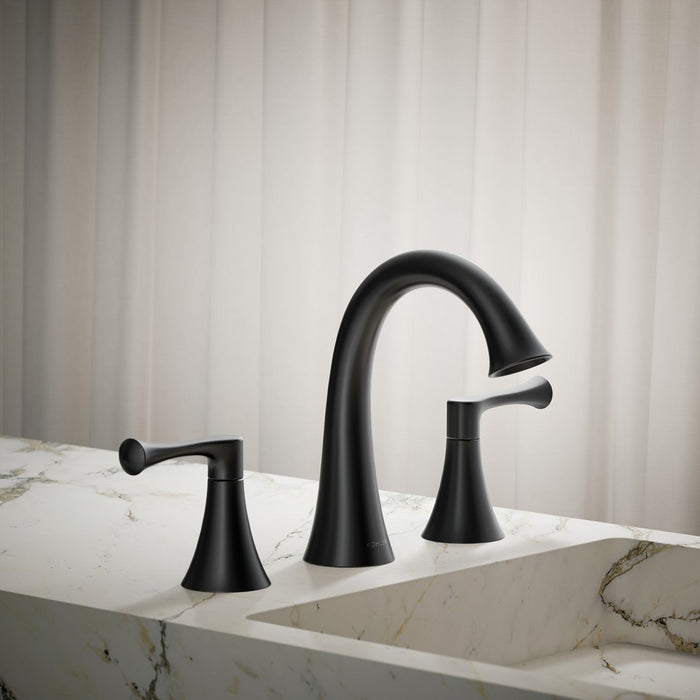 KOHLER K-35953-4 Buckley Widespread bathroom sink faucet, 1.2 gpm, matte black - view 4