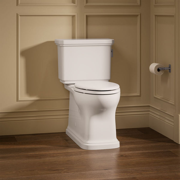 KOHLER K-35960-RA Claude Two-piece Elongated Toilet with Skirted Trapway, 1.28 GPF, White - image focused on single product s