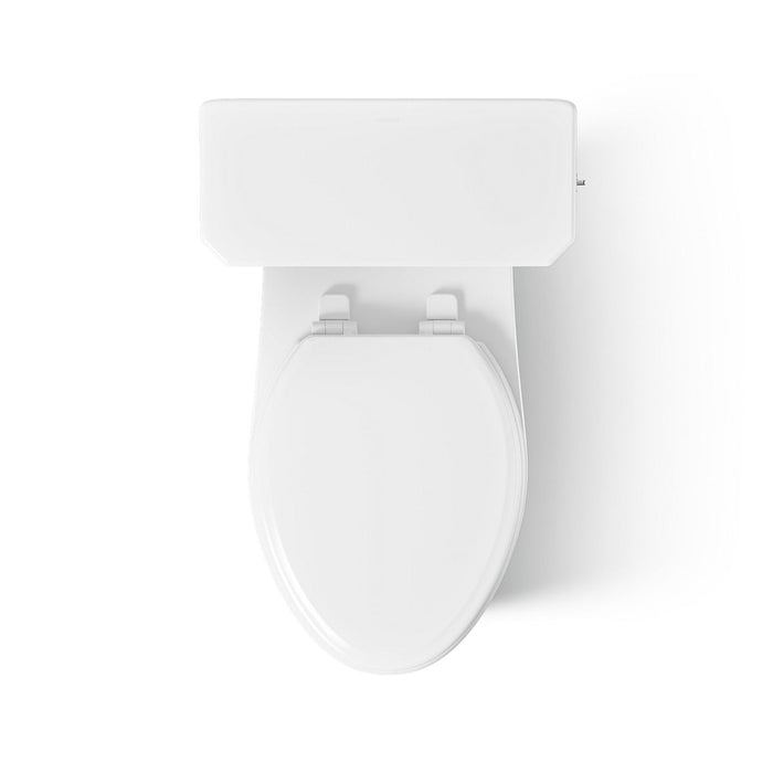 KOHLER K-35960-RA Claude Two-piece Elongated Toilet with Skirted Trapway, 1.28 GPF, White - top view of product